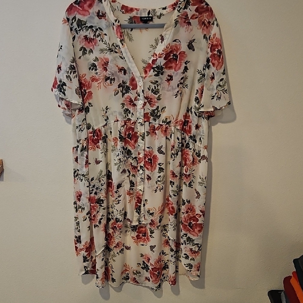 Torrid Pink Floral Button-Down Blouse